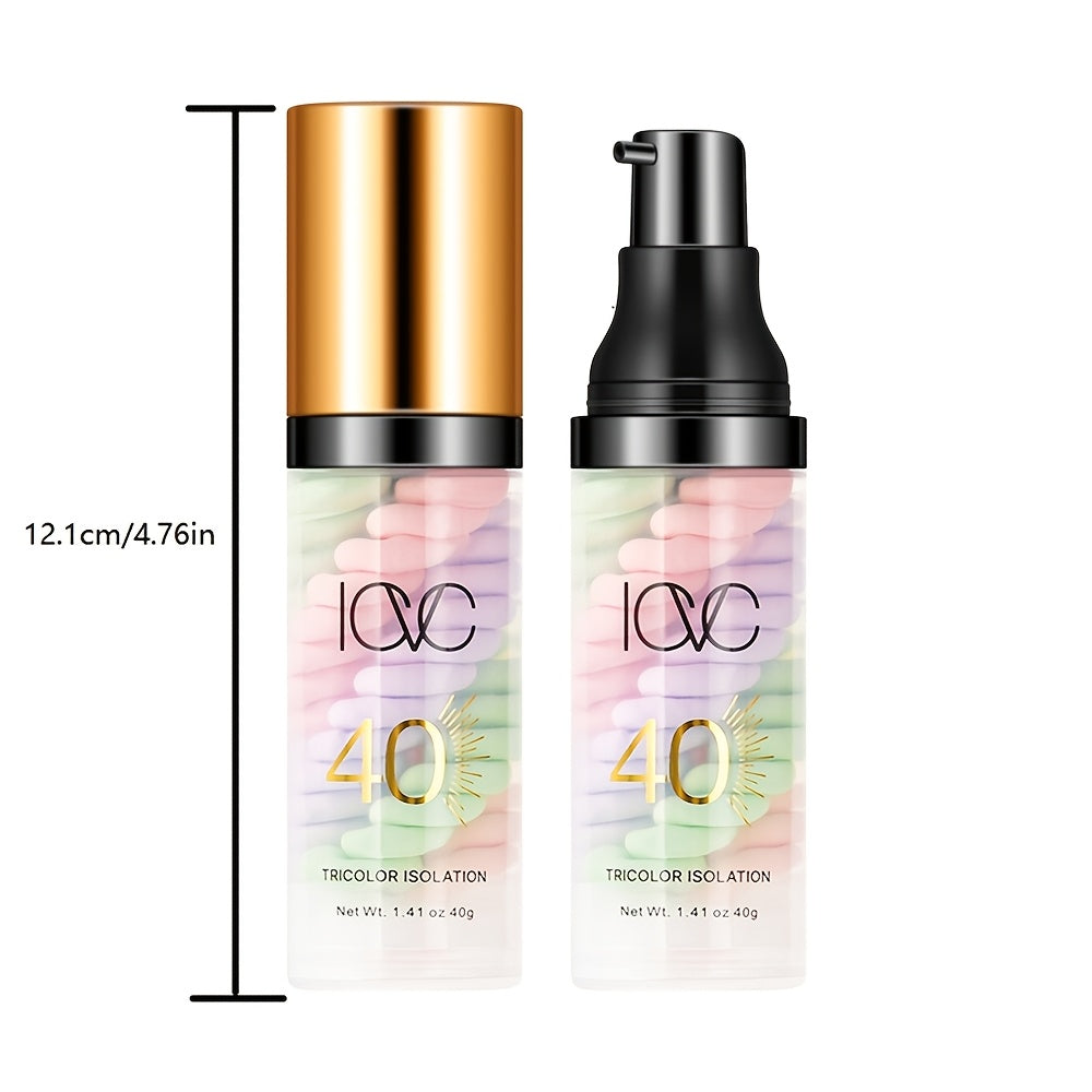 3 Colors (Green, Pink, Golden) Protection Foundation with Color Boosting & Brightening - 40 Broad Spectrum Sunscreen, Hydrating Formula, Oil Control & Color Correcting, Long-Lasting Wear for All Light Beige Types, Sensitive L