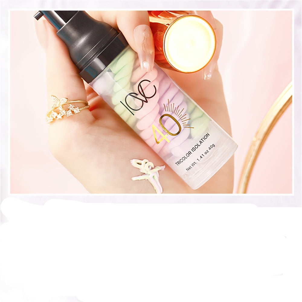 Primer 3 em 1 para correção de cor e clareamento - protetor solar fator  40 , à prova d'água e de longa duração, minimizador de poros invisível ,para todos os tipos de pele