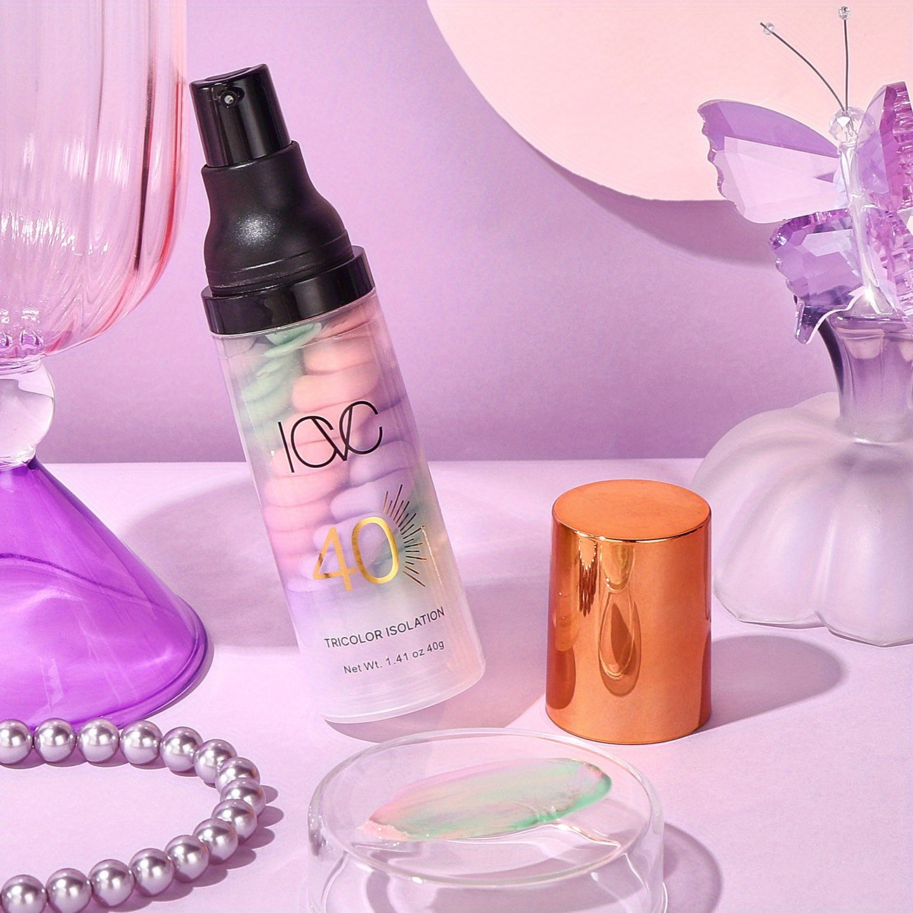 Primer 3 em 1 para correção de cor e clareamento - protetor solar fator  40 , à prova d'água e de longa duração, minimizador de poros invisível ,para todos os tipos de pele