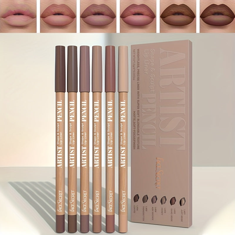 Conjunto com 6 Lápis Delineadores de Lábios