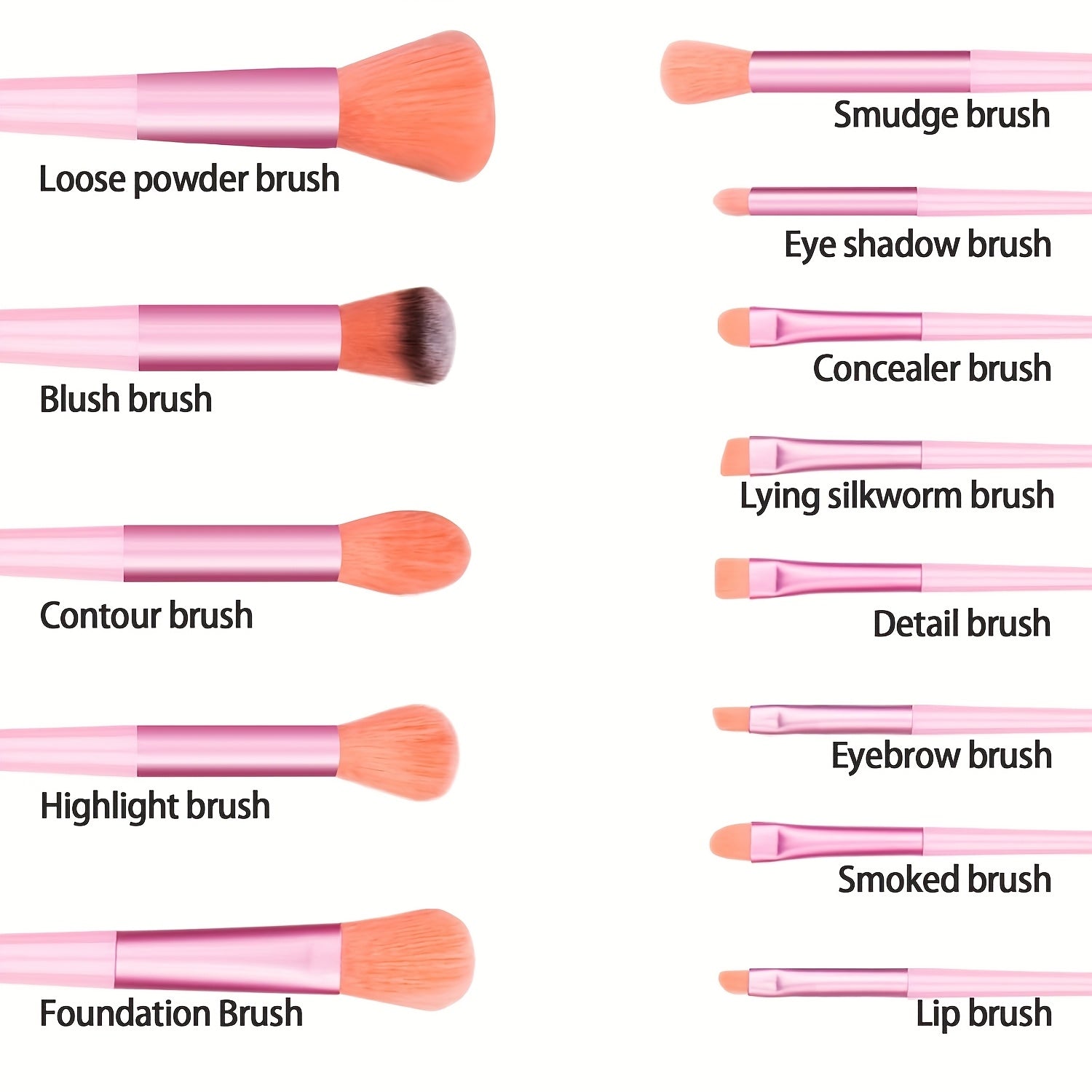 Conjunto de pincéis de maquiagem macios e fofos com cerdas de nylon - Ferramentas cosméticas profissionais para base, pó, sombra e esfumado