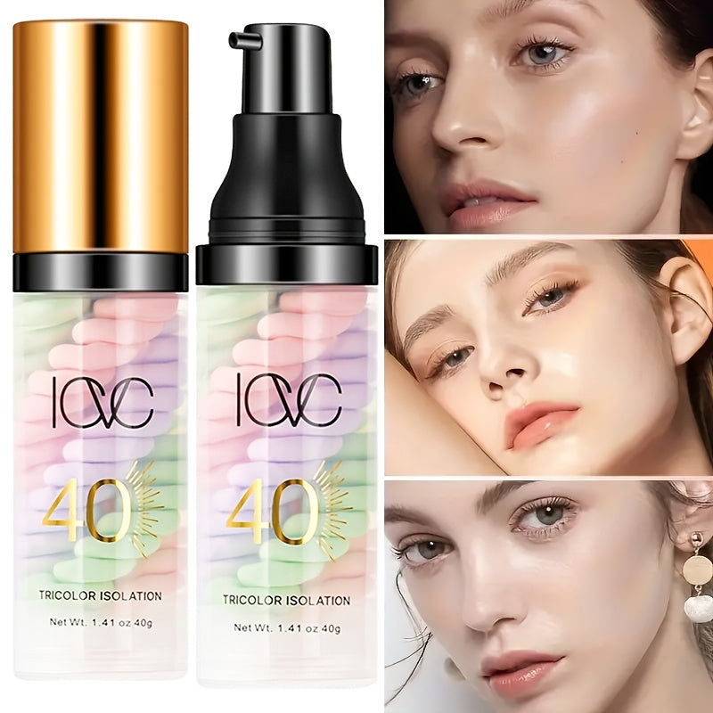 Primer 3 em 1 para correção de cor e clareamento - protetor solar fator  40 , à prova d'água e de longa duração, minimizador de poros invisível ,para todos os tipos de pele